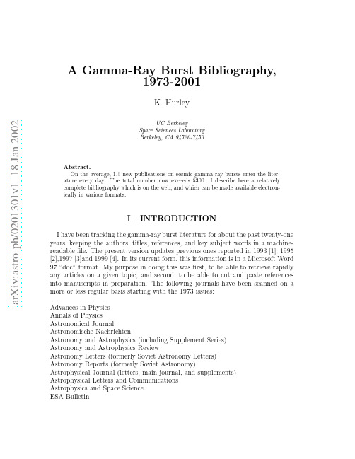 A Gamma-Ray Burst Bibliography, 1973