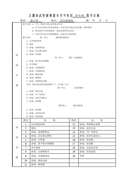 黄思小学少年宫羽毛球活动资料教材