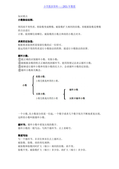 五年级数学上册第三单元《小数除数》知识点、易错点总结