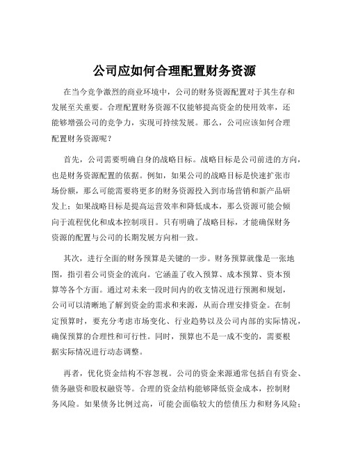 公司应如何合理配置财务资源