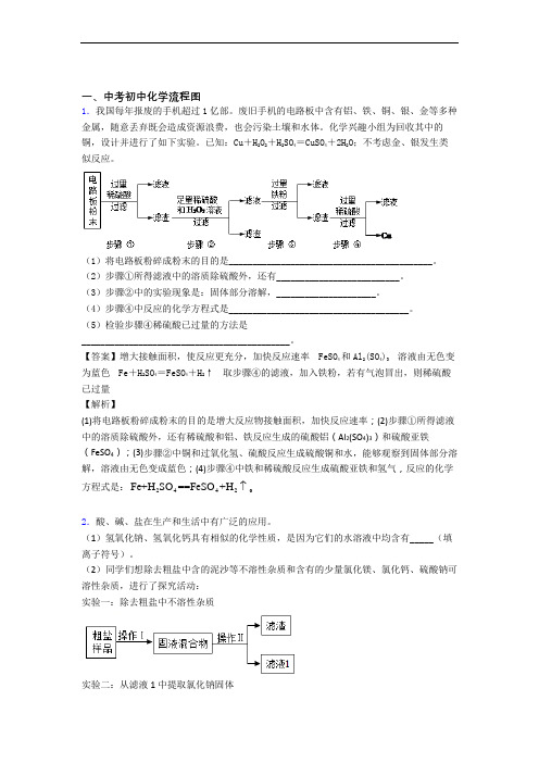 2020-2021全国各地中考化学分类：流程图综合题汇编附答案