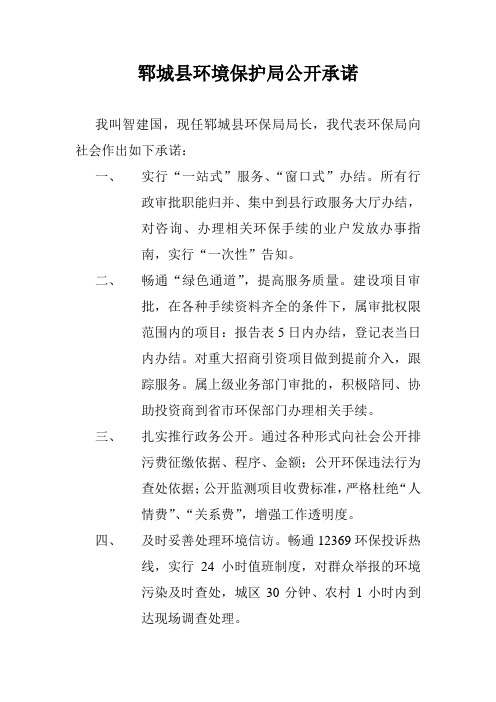 环境保护局公开承诺