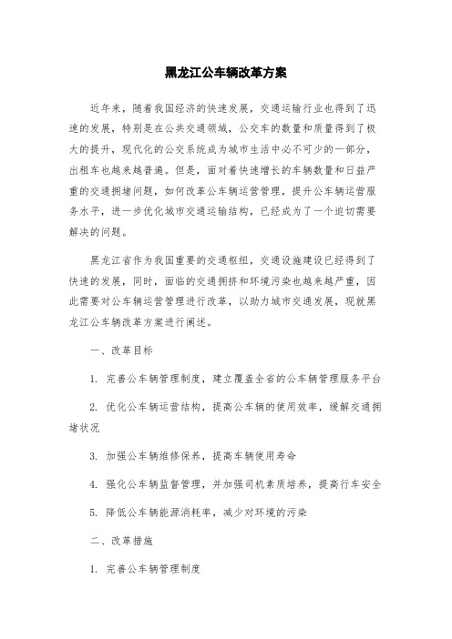 黑龙江公车辆改革方案