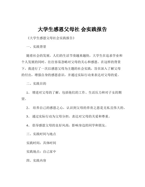 大学生感恩父母社 会实践报告