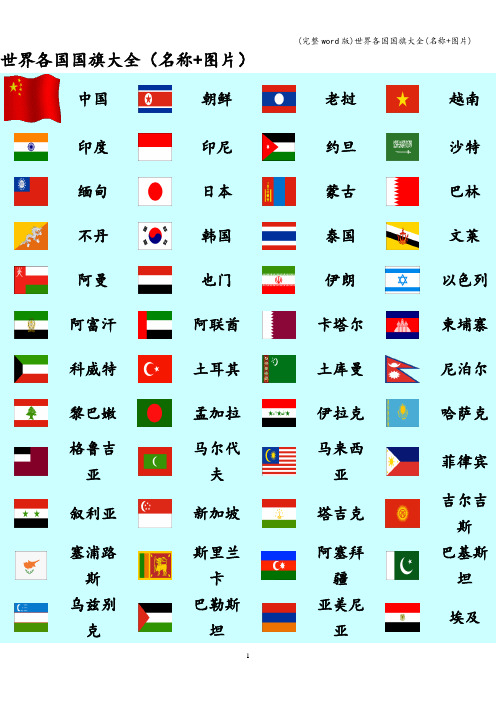 (完整word版)世界各国国旗大全(名称+图片)