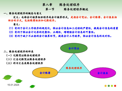 会计基础第八章账务处理程序ppt课件