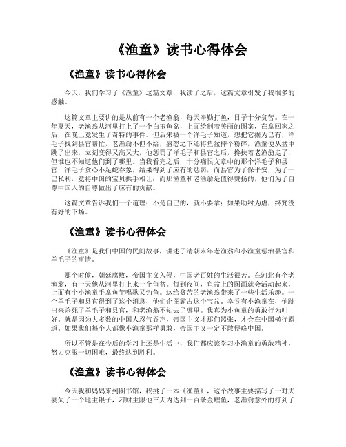 《渔童》读书心得体会