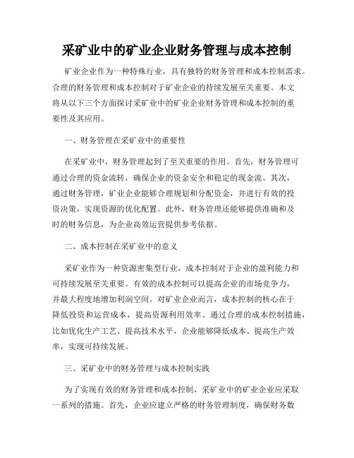 采矿业中的矿业企业财务管理与成本控制