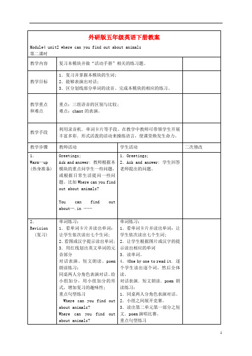 五年级英语下册 Module 4 Unit 2(4)教案 外研版