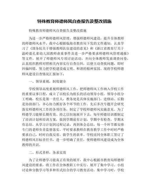 特殊教育师德师风自查报告及整改措施