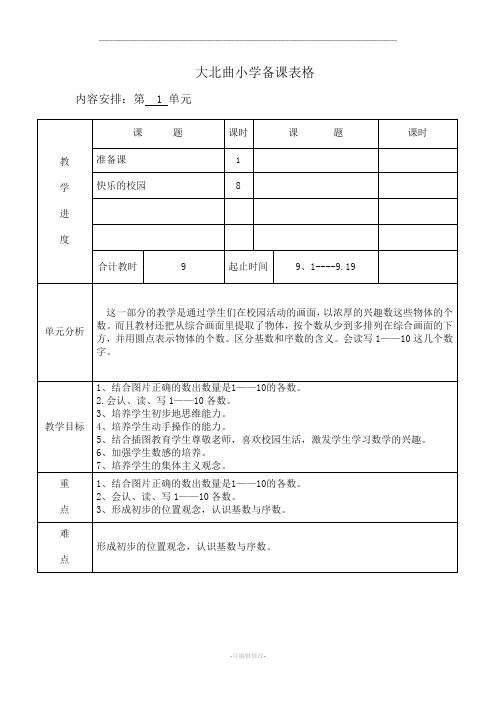 青岛版数学一年级上第一单元