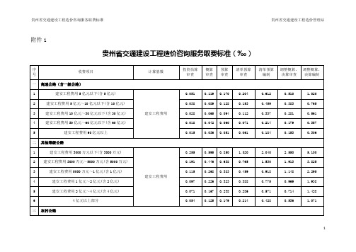 贵州交通造价咨询取费标准