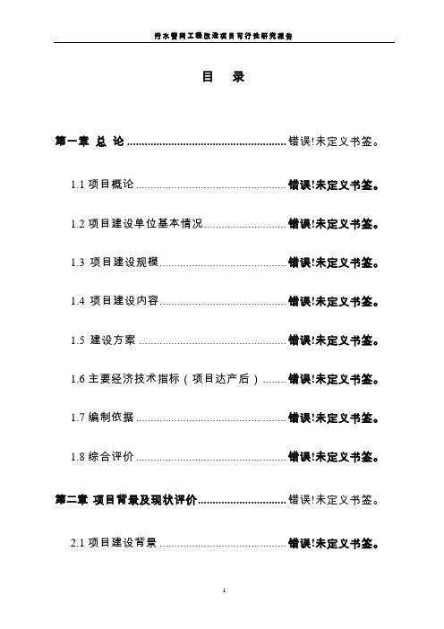 污水管网工程改造项目可行性研究报告书