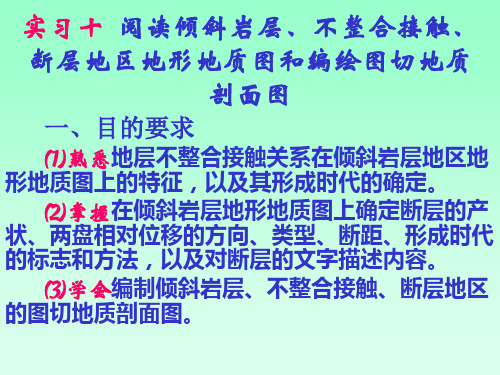 构造地质学10阅读倾斜岩层不整合接触断层地区地形地质图