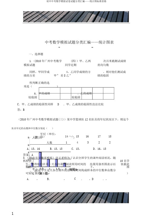 初中中考数学模拟试卷试题分类汇编——统计图标准表格