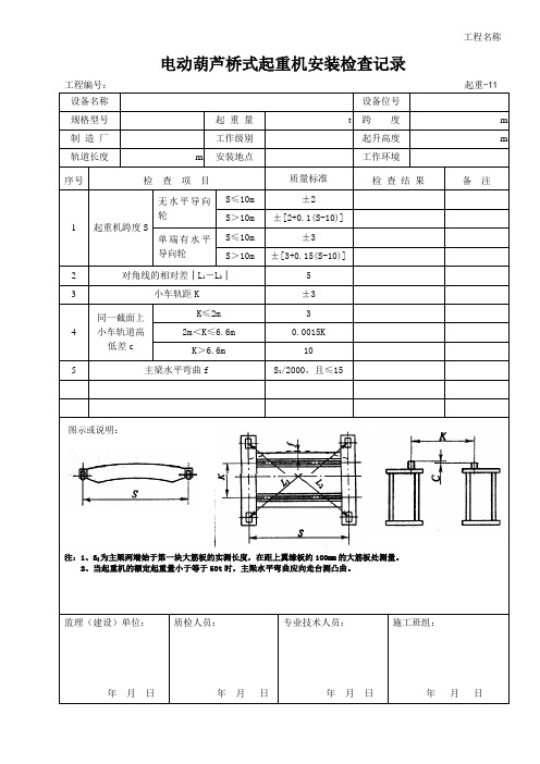 起重-11 电动葫芦桥式起重机安装检查记录