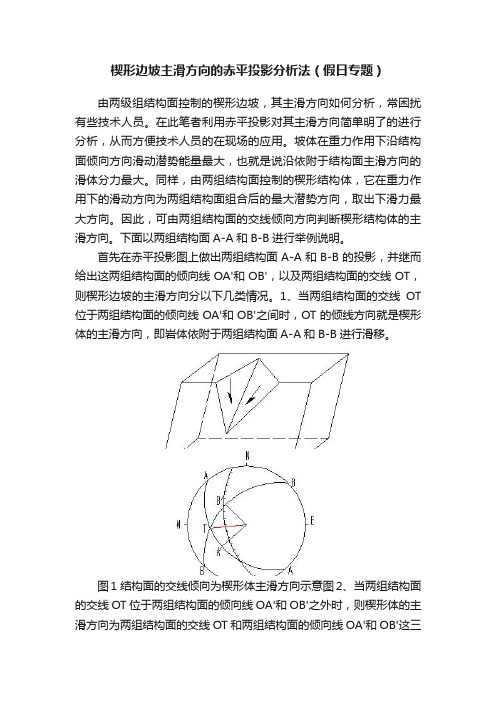 楔形边坡主滑方向的赤平投影分析法（假日专题）