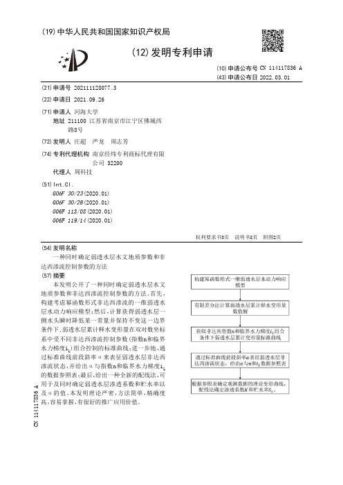 一种同时确定弱透水层水文地质参数和非达西渗流控制参数的方法[发明专利]