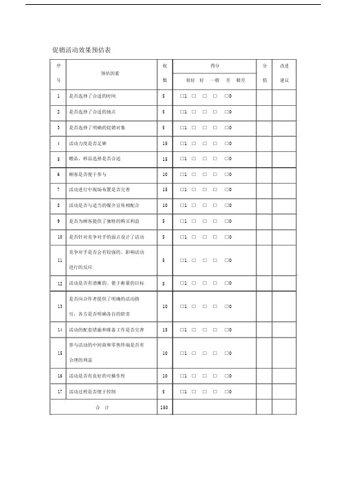 促销活动效果预估表格.doc