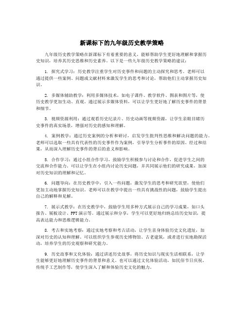 新课标下的九年级历史教学策略