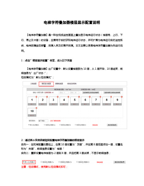 【电梯字符叠加器】楼层显配置说明