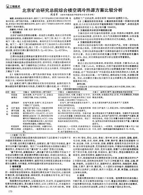 北京矿冶研究总院综合楼空调冷热源方案比较分析