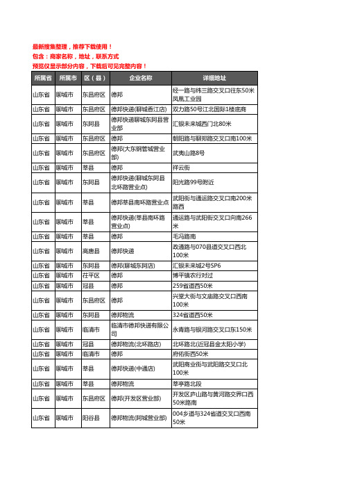 新版山东省聊城市德邦企业公司商家户名录单联系方式地址大全33家