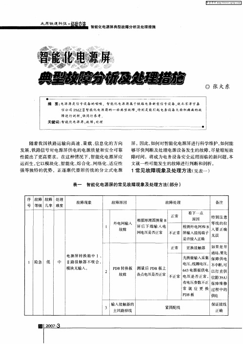 智能化电源屏典型故障分析及处理措施