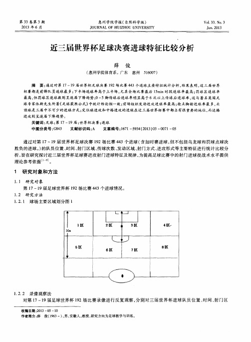 近三届世界杯足球决赛进球特征比较分析