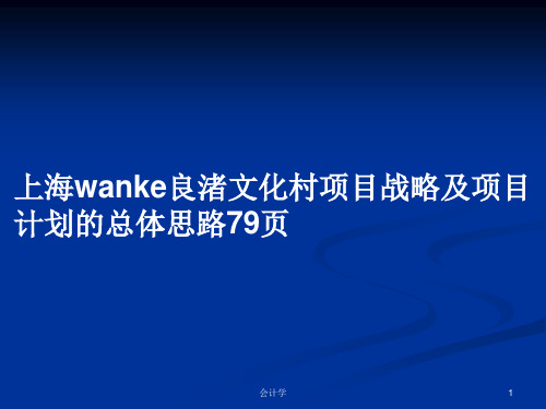 上海wanke良渚文化村项目战略及项目计划的总体思路79页PPT学习教案