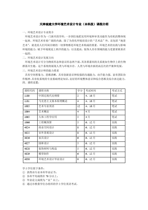 环境艺术设计专业课程