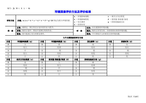 环境因素评价方法及评价标准-工程部