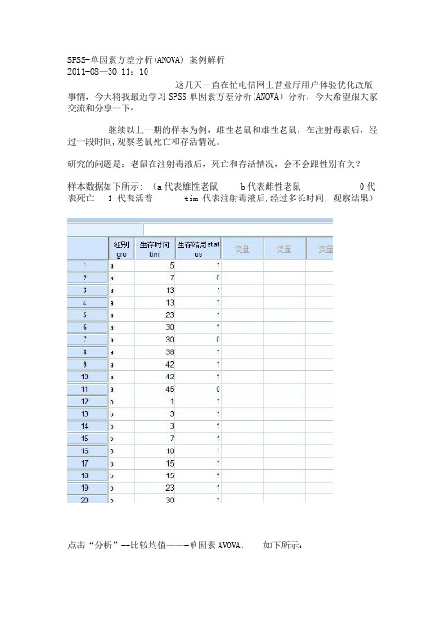 SPSS-单因素方差分析(ANOVA) 案例解析【范本模板】