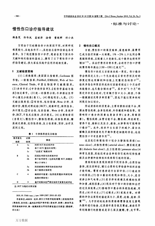 慢性伤口诊疗指导建议