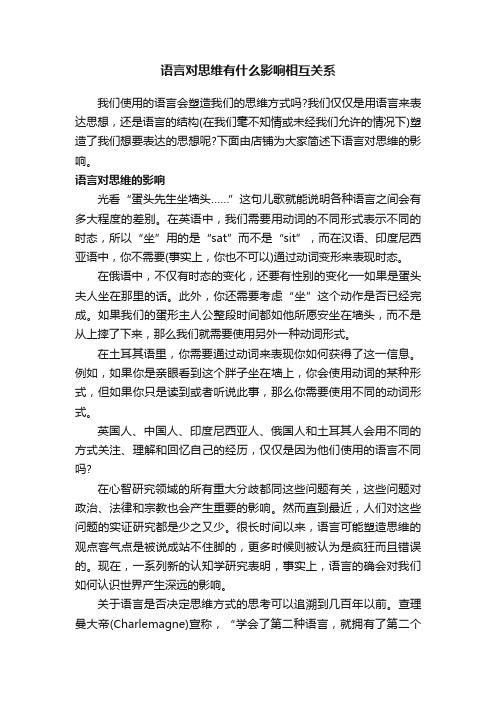 语言对思维有什么影响相互关系