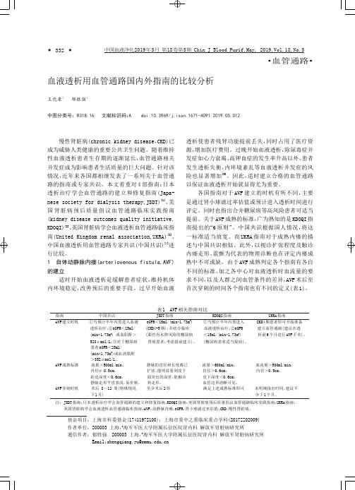 血液透析用血管通路国内外指南的比较分析