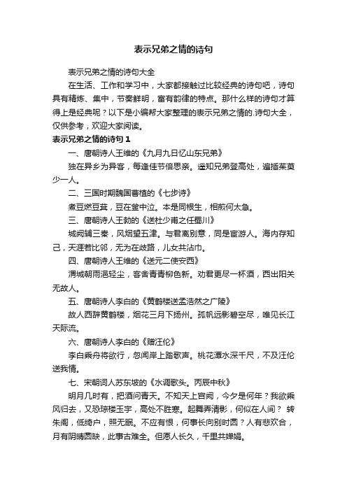 表示兄弟之情的诗句大全