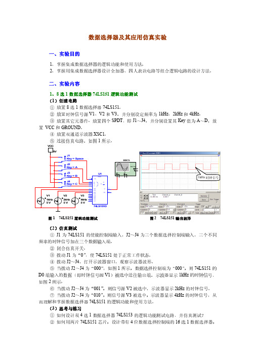 、8选1数据选择器74LS151逻辑功能测试