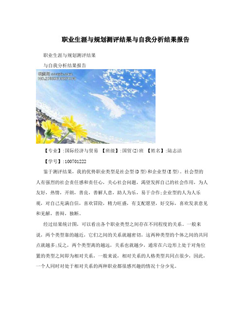 职业生涯与规划测评结果与自我分析结果报告