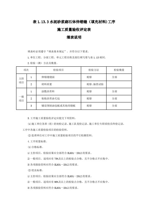 水泥砂浆砌石体伸缩缝(填充材料)