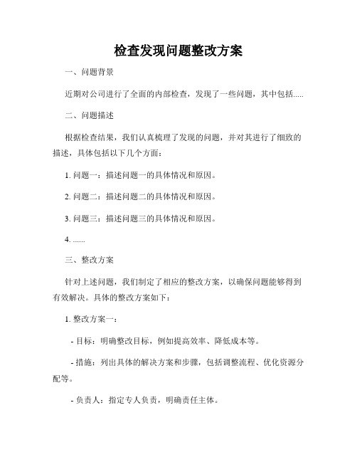 检查发现问题整改方案