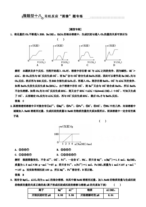 高考化学二轮复习:微题型【18】无机反应“图像”题(含答案)