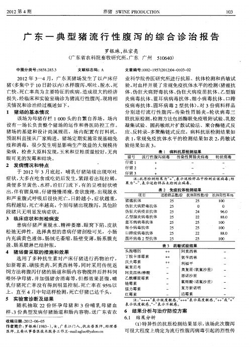 广东一典型猪流行性腹泻的综合诊治报告