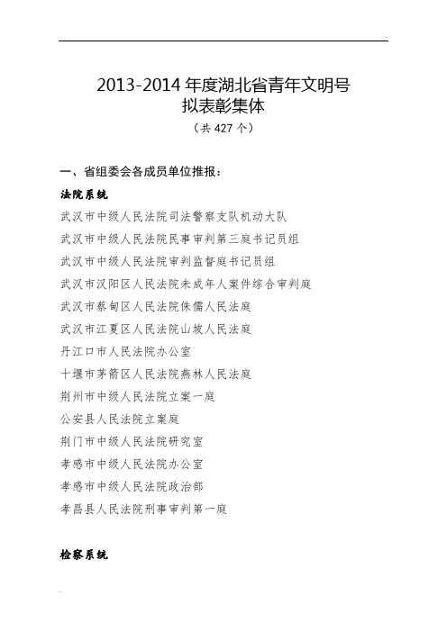 2013-2014年度湖北省青年文明号汇总167.doc