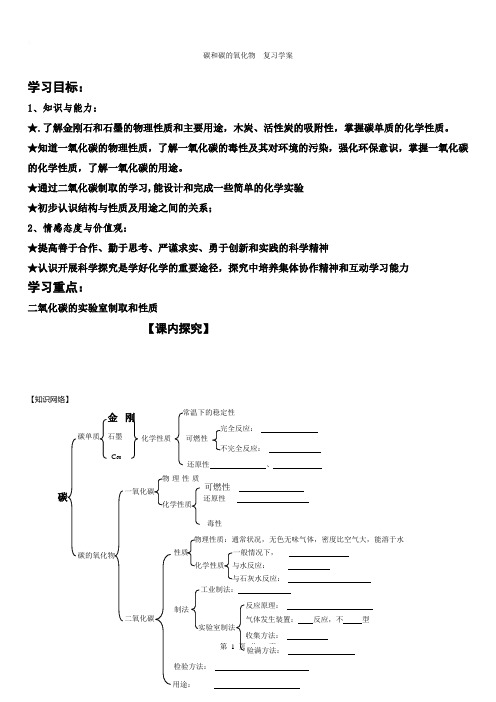 《碳和碳的氧化物》复习学案