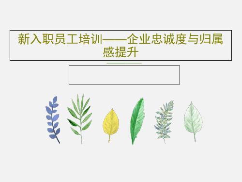 新入职员工培训——企业忠诚度与归属感提升55页PPT