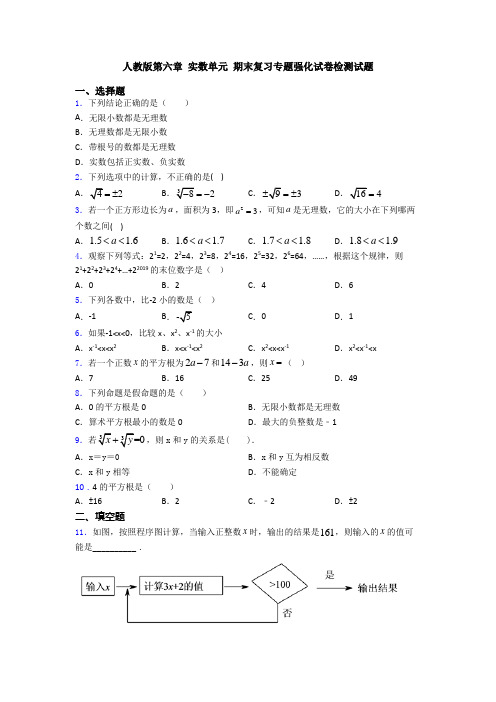 人教版第六章 实数单元 期末复习专题强化试卷检测试题