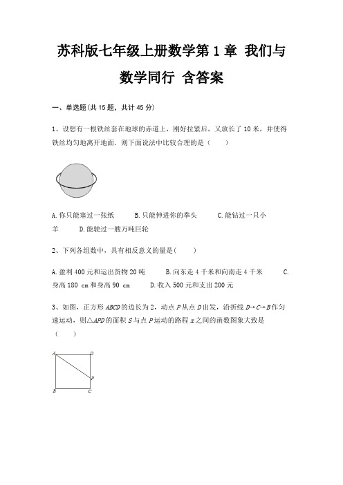 苏科版七年级上册数学第1章 我们与数学同行 含答案