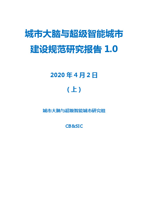 城市大脑与超级智能城市建设规范研究报告1.0-上