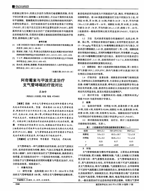 阿奇霉素与甲泼尼龙治疗支气管哮喘的疗效对比